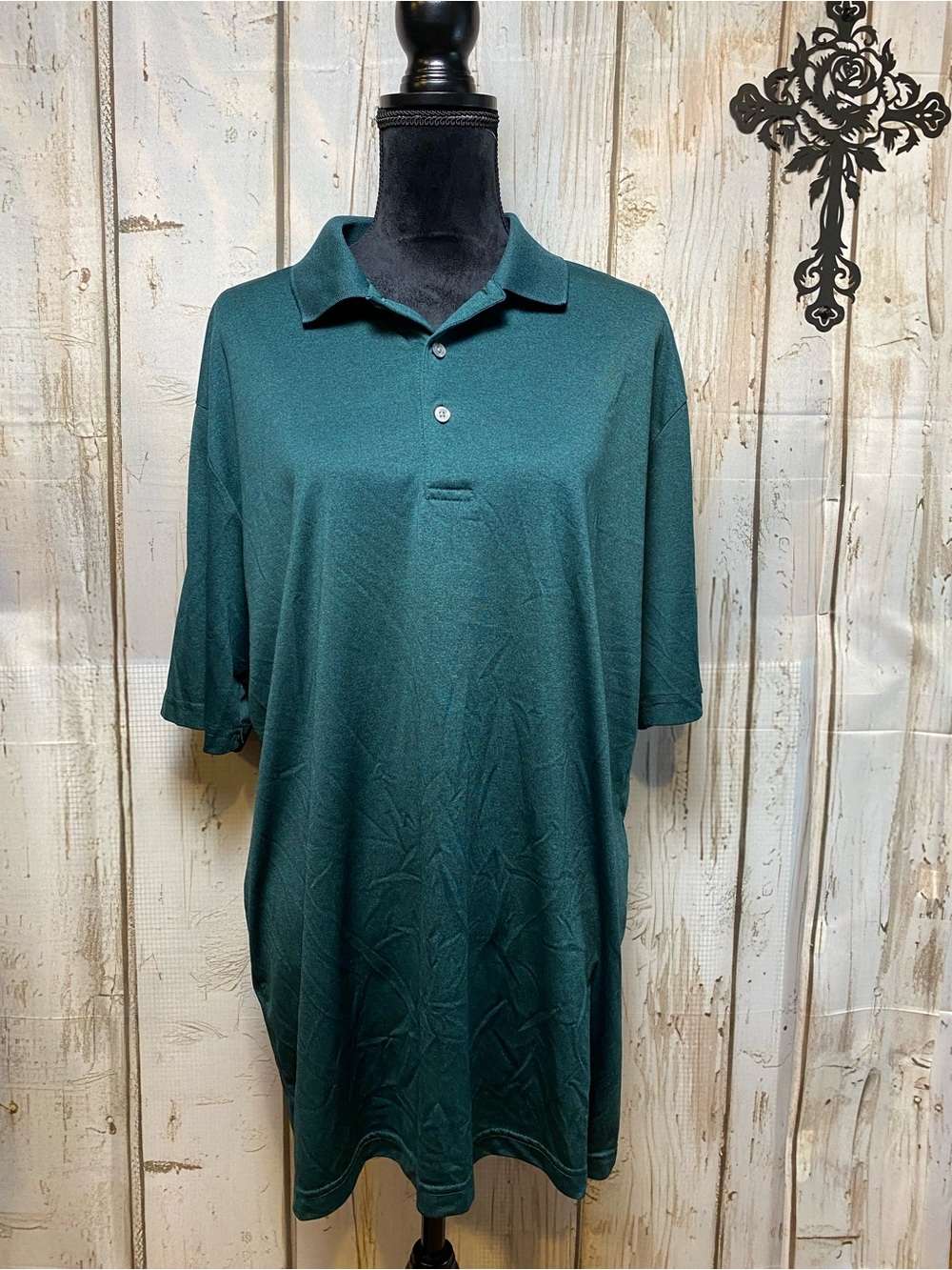 PGA Tour Deep Teal Short Sleeve Polo Sz-LT